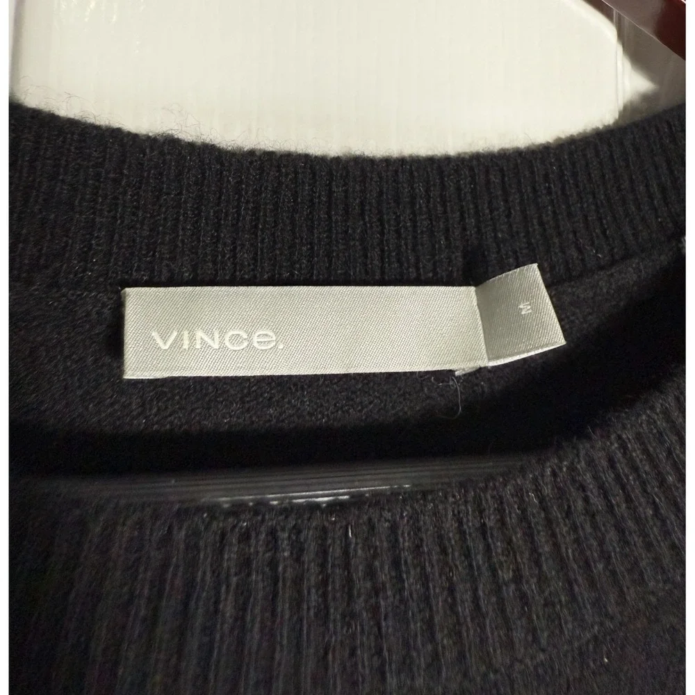 Vince 100% Cashmere Slouch Tunic Sweater Black Medium Elbow Sleeve - Picture 3 of 8